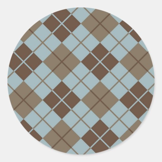 Sticker Rond Motif Jacquard en bleu et Taupe (Devant)