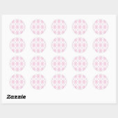 Sticker Rond Motif Jacquard rose et blanc (Feuille)