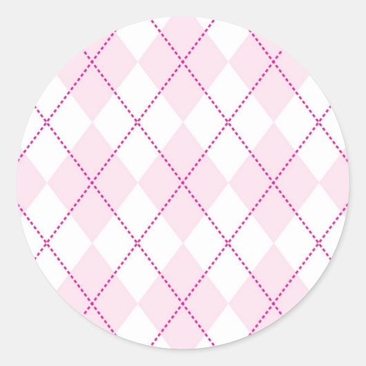 Sticker Rond Motif Jacquard rose et blanc (Devant)
