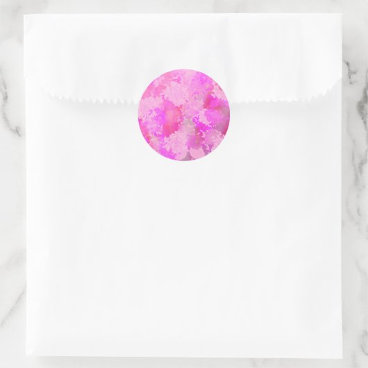 Sticker Rond Motif japonais fleurs roses (Sac)