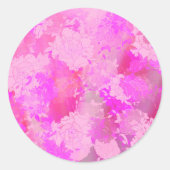 Sticker Rond Motif japonais fleurs roses (Devant)
