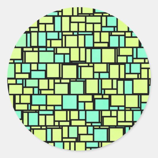 Sticker Rond Motif jaune vert géométrique (Devant)