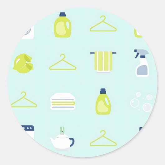 Sticker Rond Motif Jour de Lessive Fraîche (Devant)