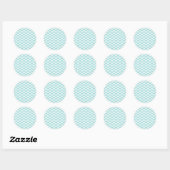 Sticker Rond Motif léger Turquoise Chevron (Feuille)