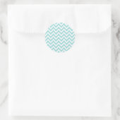 Sticker Rond Motif léger Turquoise Chevron (Sac)