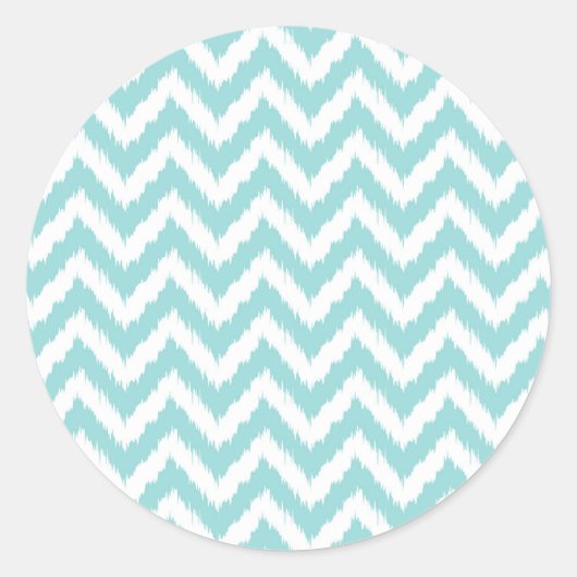 Sticker Rond Motif léger Turquoise Chevron (Devant)