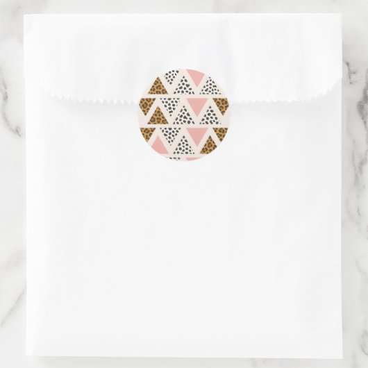 Sticker Rond Motif Léopard Chic et Triangle Rose (Sac)