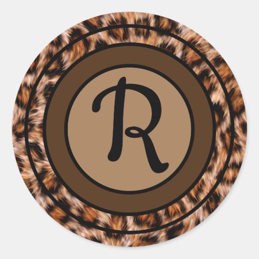 Sticker Rond Motif léopard Monogramme (Devant)