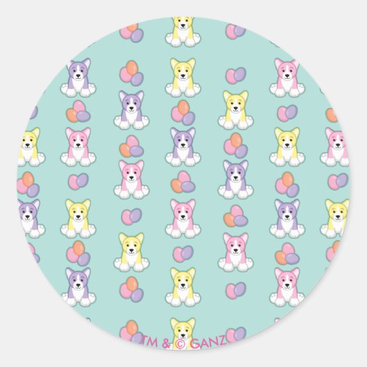 Sticker Rond Motif Lil Spring Corgi (Devant)