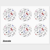 Sticker Rond Motif London City Doodles (Feuille)