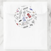 Sticker Rond Motif London City Doodles (Sac)