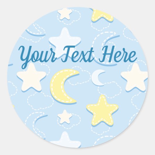 Sticker Rond Motif Lune & Étoiles (Devant)