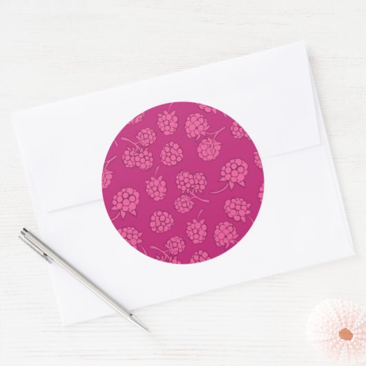 Sticker Rond Motif Magenta Berry (Enveloppe)