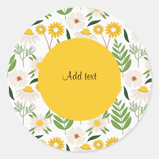 Sticker Rond Motif marguerite Modèle jaune (Devant)