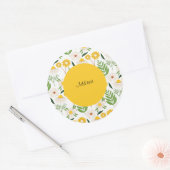 Sticker Rond Motif marguerite Modèle jaune (Enveloppe)