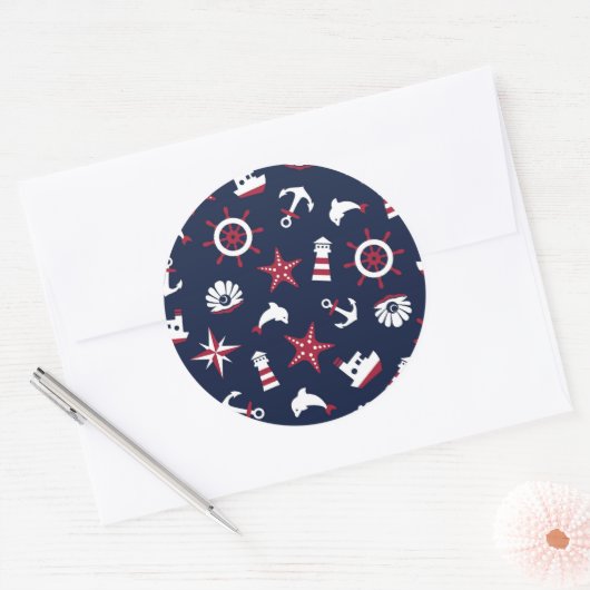 Sticker Rond Motif marin nautique (Enveloppe)