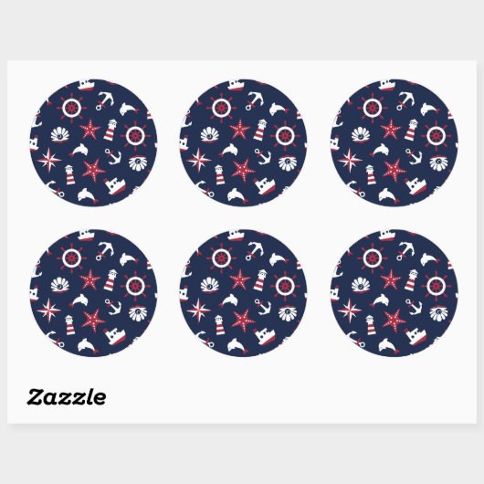 Sticker Rond Motif marin nautique (Feuille)