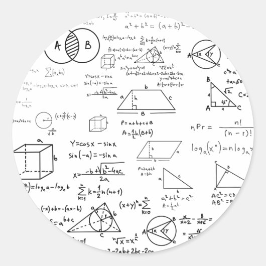 Sticker Rond motif mathématique (Devant)