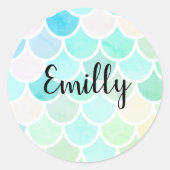 Sticker Rond Motif moderne couleur vert sirène sans joint (Devant)