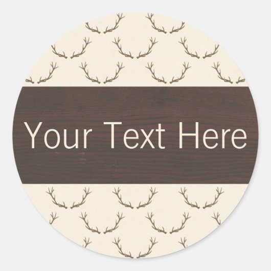 Sticker Rond Motif moderne Deer Antlers sur bois Brown rustique (Devant)