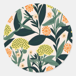 Sticker Rond Motif moderne géométrique Fleurs Yarrow