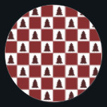Sticker Rond Motif moderne Red Buffalo Plaid Christmas Tree<br><div class="desc">Motif de sapin de Noël de Buffalo moderne</div>