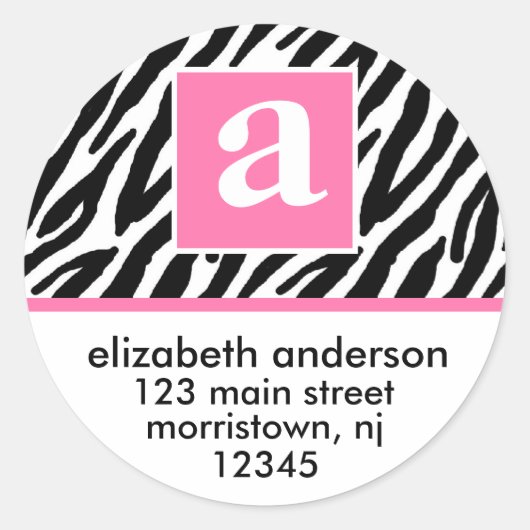 Sticker Rond Motif Monogramme et zèbre (Devant)