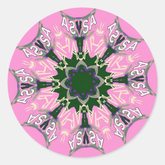 Sticker Rond Motif Motif Monogramme noir et rose joli (Devant)