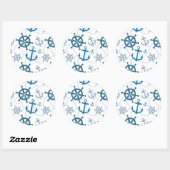Sticker Rond Motif nautique (Feuille)
