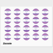 Sticker Rond Motif Navy Blue and Hot Pink Stripes (Feuille)