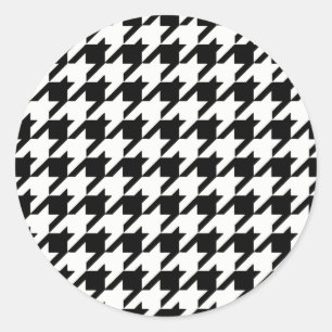 Sticker Rond Motif noir et blanc Houndstooth