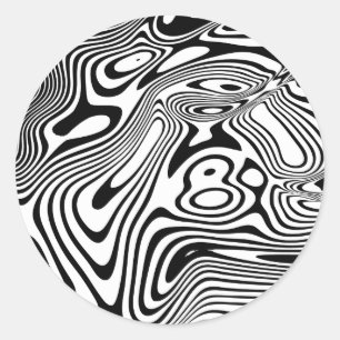 Sticker Rond Motif noir et Marbre blanc