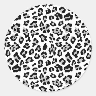 Sticker Rond Motif noir gris de poster de animal de léopard
