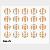 Sticker Rond Motif Octopus Orange Et Vagues Bleues (Feuille)