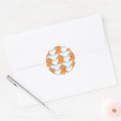 Sticker Rond Motif Octopus Orange Et Vagues Bleues (Enveloppe)