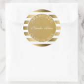 Sticker Rond Motif Or Et Blancs - Diplômé (Sac)