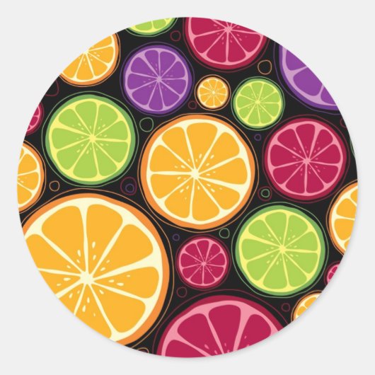 Sticker Rond Motif orange et arrière - plan (Devant)