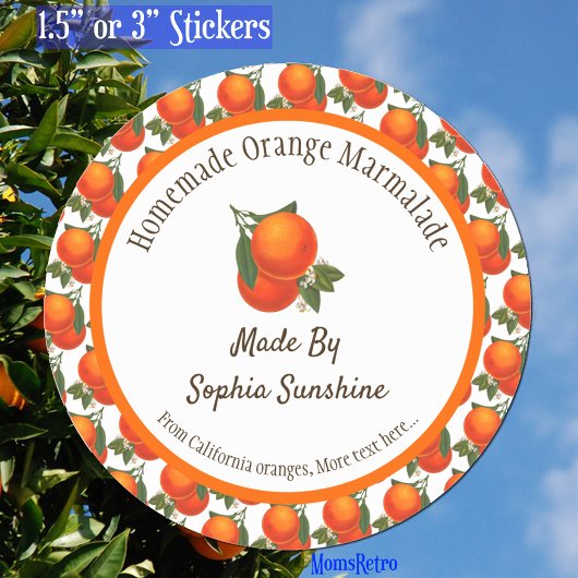Sticker Rond Motif Oranges rétro personnalisées
