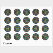 Sticker Rond Motif ottoman coloré (Feuille)