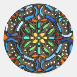 Sticker Rond Motif ottoman coloré