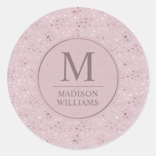 Sticker Rond Motif Pailleté Rose Pâle Douceur Personnalisé Or