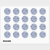 Sticker Rond Motif Paisley Bleu (Feuille)