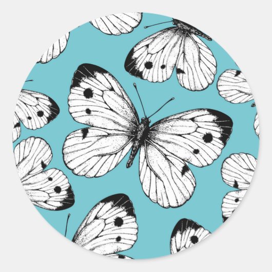 Sticker Rond Motif papillon de choux (Devant)