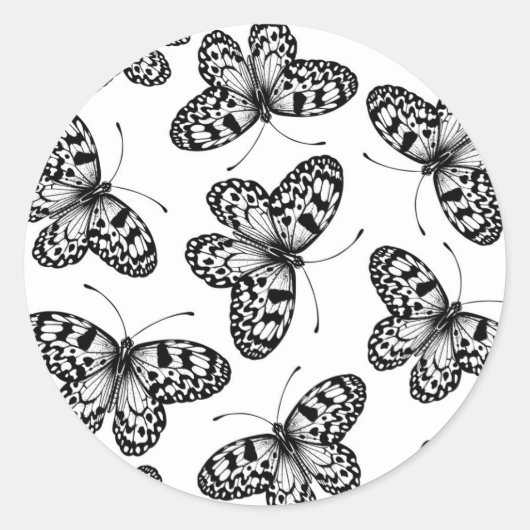 Sticker Rond Motif papillon en papier (Devant)