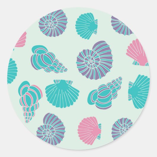 Sticker Rond Motif Pastel Seashell 1 (Devant)