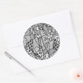 Sticker Rond Motif Patchwork Noir & Blanc 02 (Enveloppe)