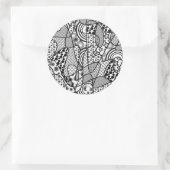 Sticker Rond Motif Patchwork Noir & Blanc 02 (Sac)