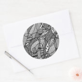 Sticker Rond Motif Patchwork Noir & Blanc 05 (Enveloppe)