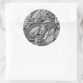 Sticker Rond Motif Patchwork Noir & Blanc 05 (Sac)
