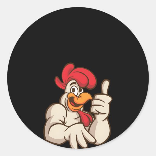 Sticker Rond Motif Paysan Poulet Avec Motif Poulet Pour Poulets (Devant)
